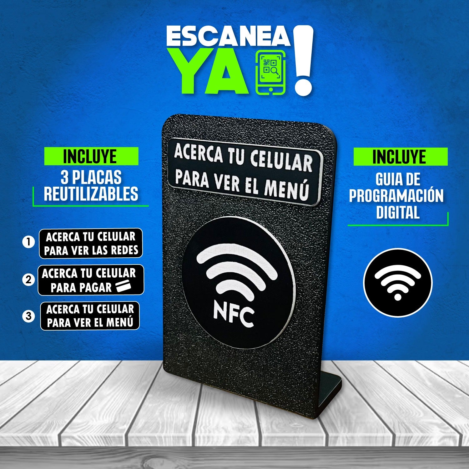 Stand NFC para Menú Digital pack 1,6,12,24,50,100 unid.